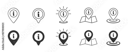 Information map pin icon set, location mark icon , vector illustration . 