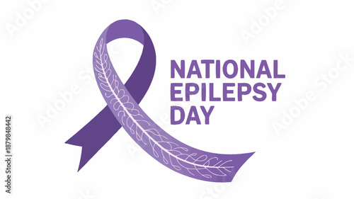 National Epilepsy Day Awareness Illustration with Purple Ribbon