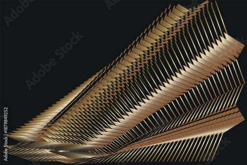 op art golden black modern metallic background, texture, composition, abstract gold black pattern of lines with sense of depth and volume, complex organized structure, original vector decoration