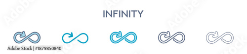 Infinity Element For Design Graphic - Multi Styles. Vector Illustration Of Two Colored And Black. Multiple Icons Designs Can Be Used For Mobile, Ui, Web 