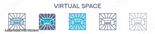 Virtual Space Element For Design Graphic - Multi Styles. Vector Illustration Of Two Colored And Black. Multiple Icons Designs Can Be Used For Mobile, Ui, Web 