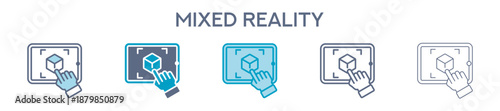 Mixed Reality Element For Design Graphic - Multi Styles. Vector Illustration Of Two Colored And Black. Multiple Icons Designs Can Be Used For Mobile, Ui, Web 