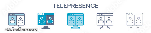 Telepresence Element For Design Graphic - Multi Styles. Vector Illustration Of Two Colored And Black. Multiple Icons Designs Can Be Used For Mobile, Ui, Web 