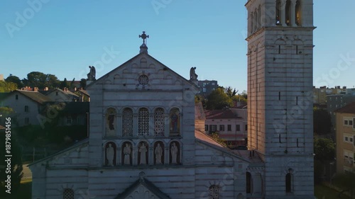 Church of Our Lady of the Sea in Pula, Croatia - aerial drone view,  


