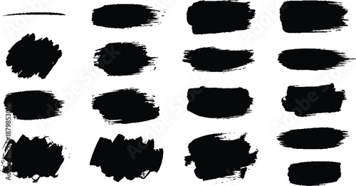 Broad Black Paint Brush Strokes and Textures