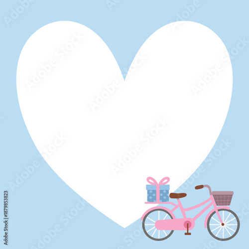 Cute memo template illustration with cute pink bicycle and gift box.  Suitable for to do list, check list, memo, sticky note, planner, write, diary, book,stationary, notepad for task planning and stud