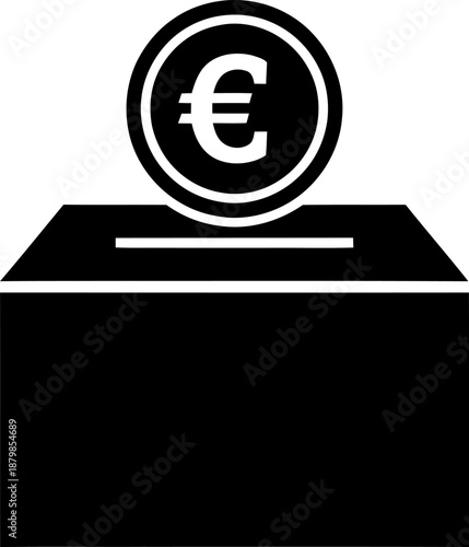 Euro coin in box Vector