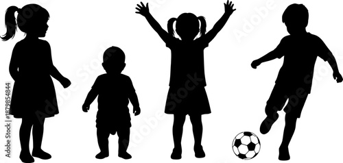 Children playing soccer Vector