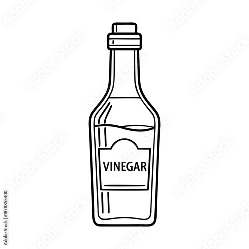 Black and white clipart of a bottle of vinegar
