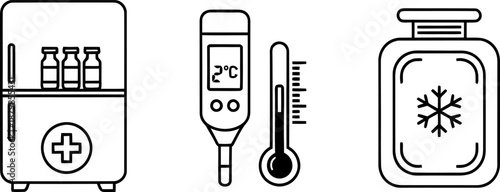 Medical refrigerator with temperature monitoring Vector