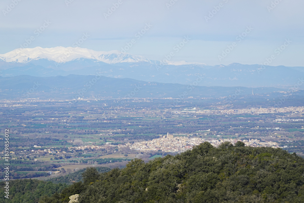 Fototapeta premium The view opening from the mountain Puig de ses Cadiretes, Costa Brava, Spain