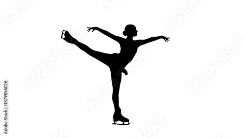 Elegant figure skater silhouette performing a beautiful dance pose on ice with grace