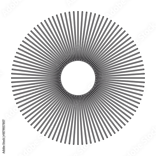 radial sunburst pattern converging black lines creating optical illusion focus test chart used for vision calibration ophthalmology