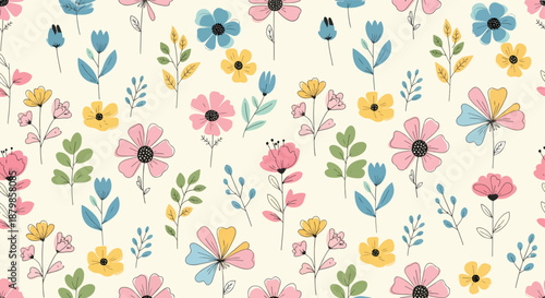 Floral seamless background. Red flower pattern. flower bouquets pattern