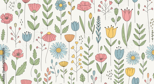 Pink flowers. Seamless floral repeated template