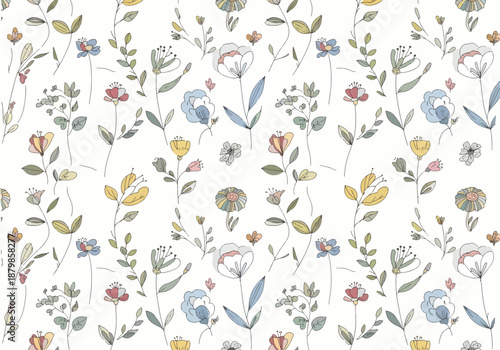 Oriental flowers seamless pattern. Asian flowers seamless pattern background. Vector illustration layered for easy manipulation and coloring.
