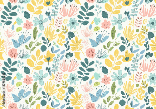 Watercolor flowers seamless pattern. summer field hand drawn illustration
