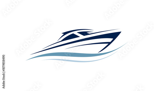 Vector illustration logo symbol speedboat transportation company.