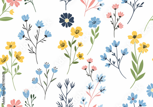 Cute watercolor unicorn seamless pattern with flowers. Nursery magic unicorn patterns. Princess rainbow texture. Trendy. Trendy pink cartoon pony horse.