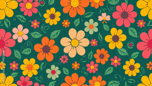 White daisy flowers on pink pastel pattern seamless background, doodle hand drawing

