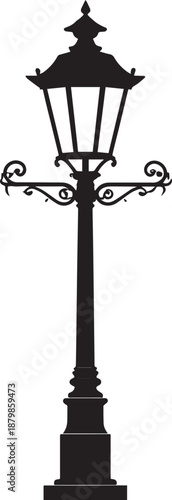  Vintage Autumn Street Lamp Silhouette Vector Illustration