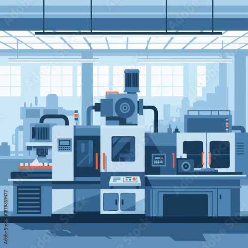 Modern Industrial Manufacturing Factory with Advanced Machinery and Production Lines.
