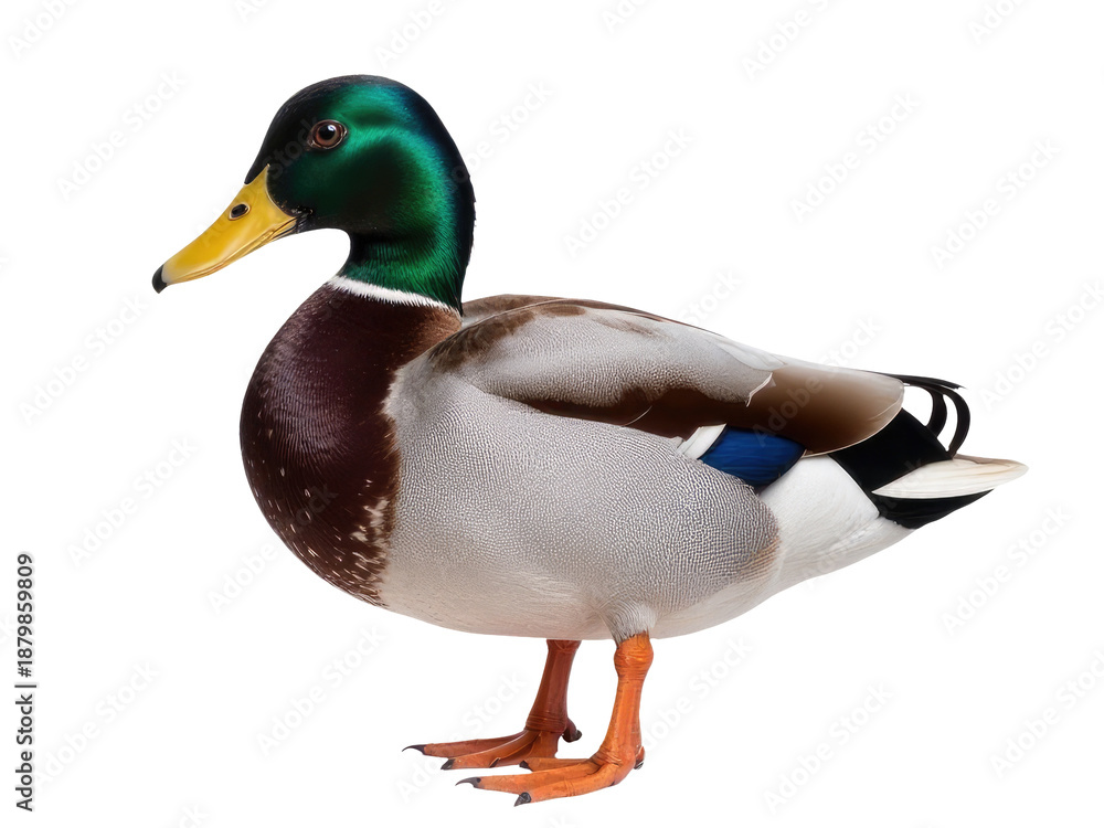 Obraz premium A single duck standing on a clean and white surface