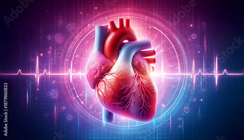 Illustration of the 3D anatomy of the heart