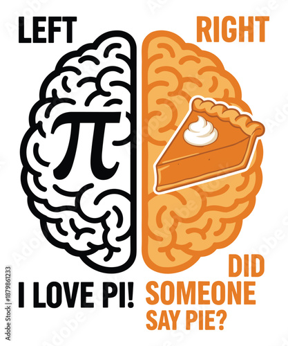 Brain illustration with math and dessert pun for Pi Day