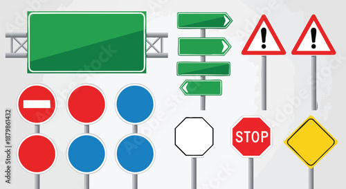 Vector Set of Traffic Signs and Road Signals for Navigation and Safety.