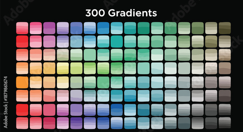 Vibrant Palette of 300 Gradient Swatches for Graphic Design and Creative Projects.
