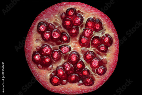 석류 단면의 씨앗보석