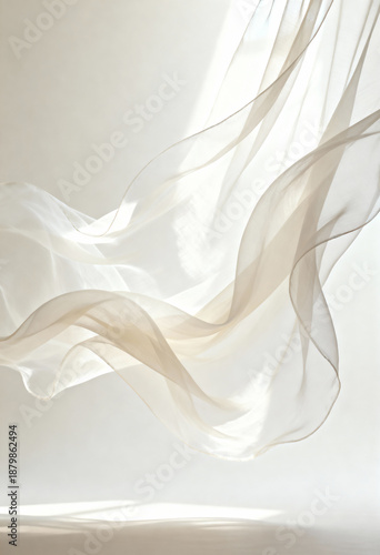 Wallpaper Mural Dreamy Texture of White Sheer Curtains Gently Fluttering in the Wind Under Warm Sunlight Torontodigital.ca