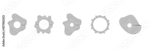 Set of circular sound waves, for audio. Abstract radial radio and voice volume symbol. Isolated radial sound wave curve. Vector illustration.