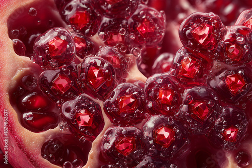 석류 단면의 씨앗보석