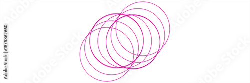 Fuchsia circle line hand drawn set. Highlight hand drawing circle isolated on background. Round handwritten circle. For marking text, note, mark icon, number, marker pen, pencil and text check, vector