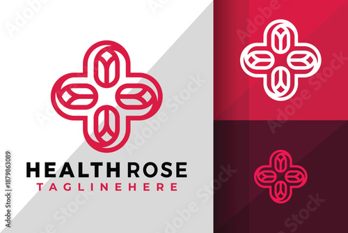 Health Care Flower Rose Logo Logos Design Element Stock Vector Illustration