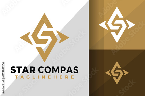 Letter S Star Compas Logo Logos Design Element Stock Vector Illustration