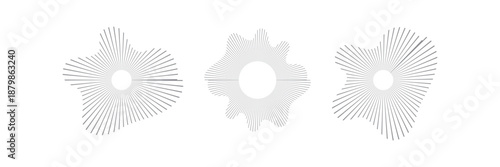 Music equalizer and sound wave. Vector circular sound waves. Acoustic amplitude music icons. Infrasound ultrasound symbols, speed of sound.