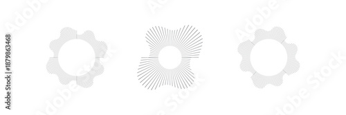 Sound wave, circular equalizer icons, round music soundwave shape, concentric energy burst.