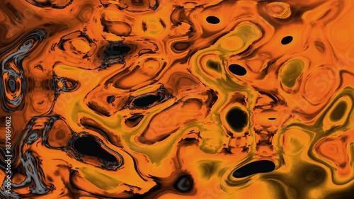  Abstract Liquid waves motion flowing background Seamless looping Orange black Color Liquid Reflection  background Video animation Ultra HD 4K 3840x2160
