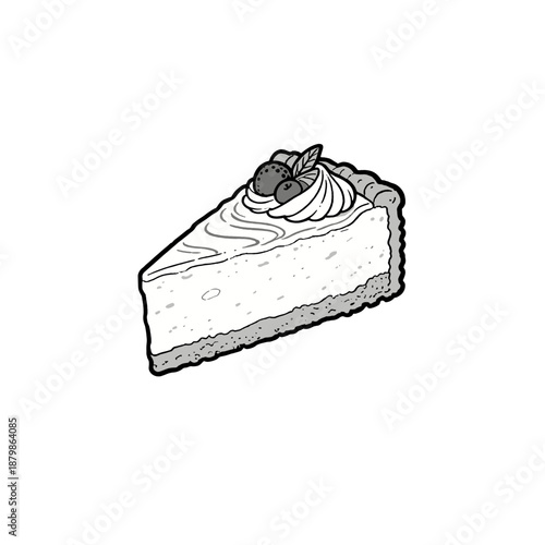 [Vector EPS]A delicious slice of cream pie with berries on top