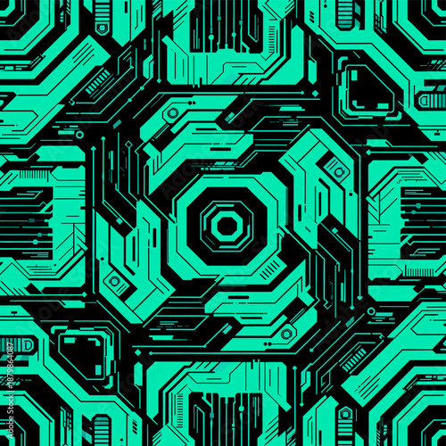 [Vector EPS]Abstract technological circuit board pattern with hexagon and lines