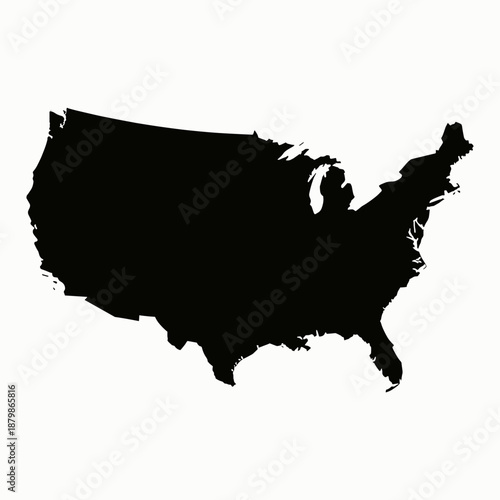 [Vector EPS]Black silhouette of the United States of America map outline