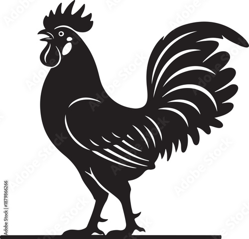 Rooster silhouette, clean simple vector