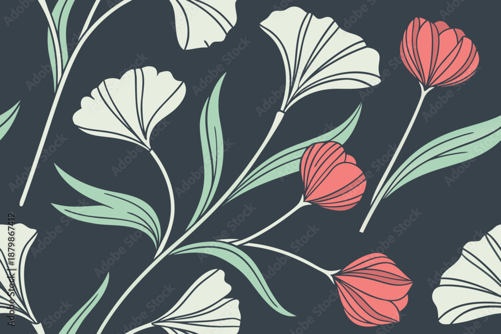 Fototapeta premium seamless pattern with flowers