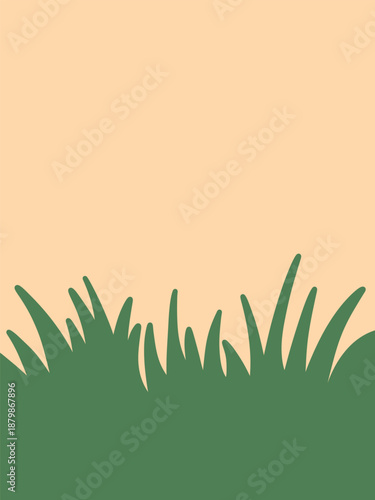 Green Grass Silhouette Cream Background