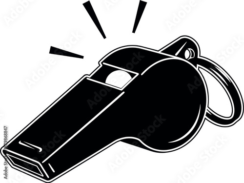 Black whistle on keychain