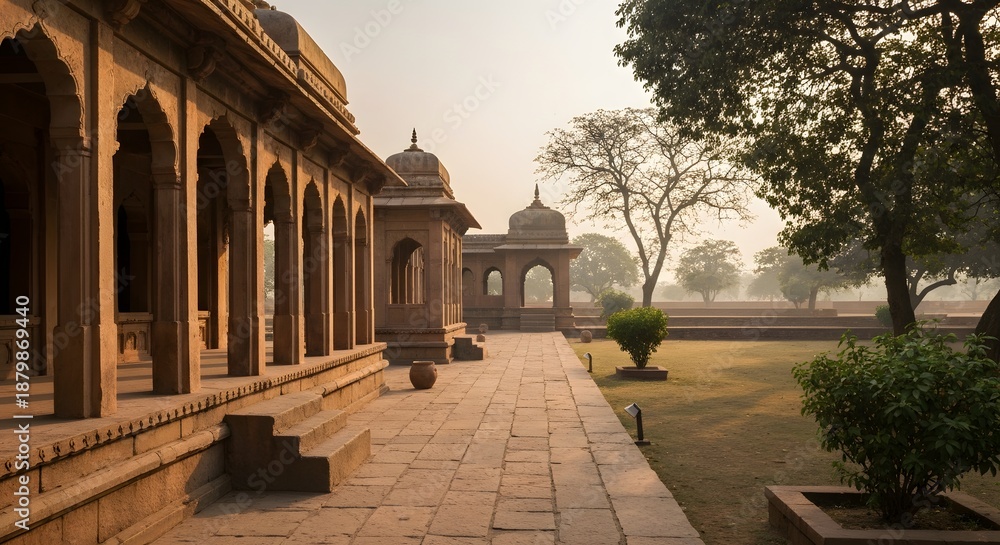 Obraz premium Soft golden light illuminating a heritage site.