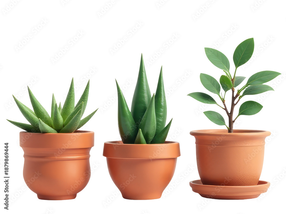 Obraz premium Three potted plants stacked on top of each other, a unique and creative display